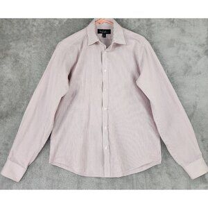 Nicole Miller New York Shirt Mens Medium Red Striped Button Up Long Sleeve